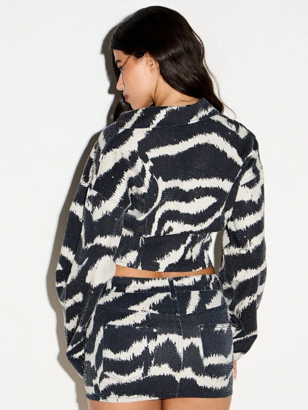 Casual Women's Zebra Print Denim Jacket